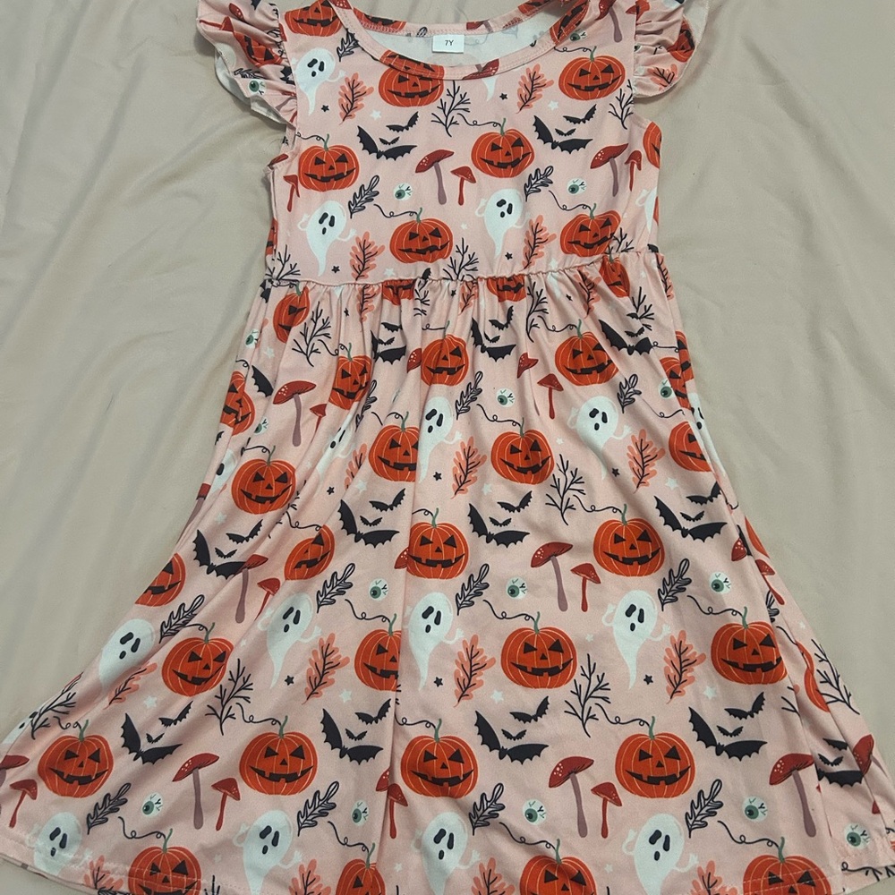 Spooky Pumpkin and Ghost Kids Dress